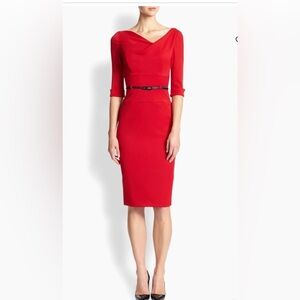 NWT Black Halo Women's 3/4 Sleeve Jackie O Dress, Red, 10